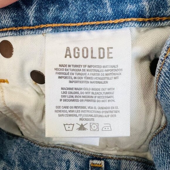 Agolde Riley Highrise crop distressed jeans, blue, size 26 N58 - Picture 10 of 12